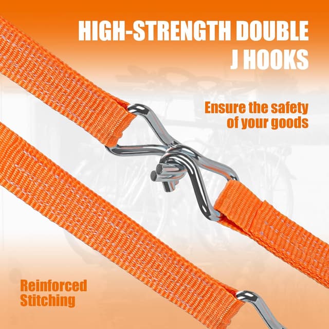 Detalle de IAZZCO 2 x 2000KG Ratchet Straps with Hooks (6m x 40mm) — heavy-duty tie downs for motorcycles, cars, trailers and more