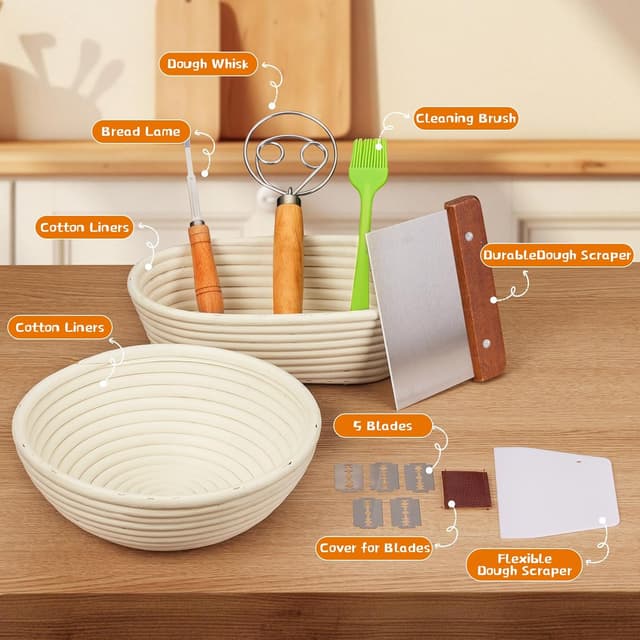 Thumbnail 2 de Dimpola Banneton Bread Proofing Basket Set 2 🍞