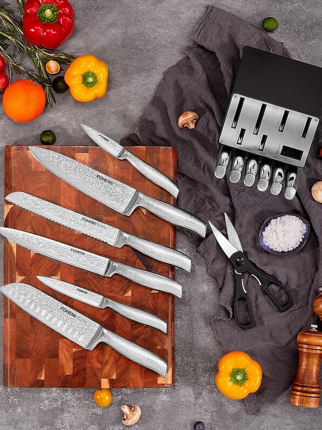 Thumbnail 8 de FOHERE Juego de Cuchillos Cocina 14 pzas🗡️ Autoafilado y Mango Ergonómico