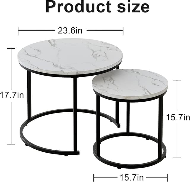 Detalle de Huhote Nesting Round Coffee Tables Set