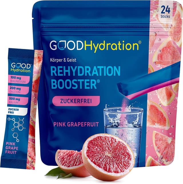 Detalle de GOOD Hydration® Rehydration Booster Grapefruit Elektrolyt-Pulver (1.450 mg) ohne Zucker – 24 Sticks