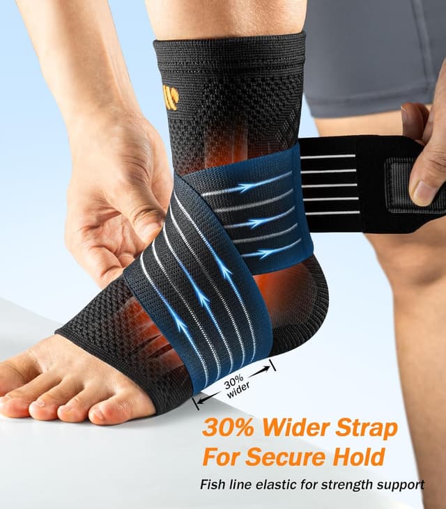 Detalle de WHCOOL Low-Profile Ankle Braces with Wide Strap for Plantar Fasciitis & Achilles Support (1 Pair)