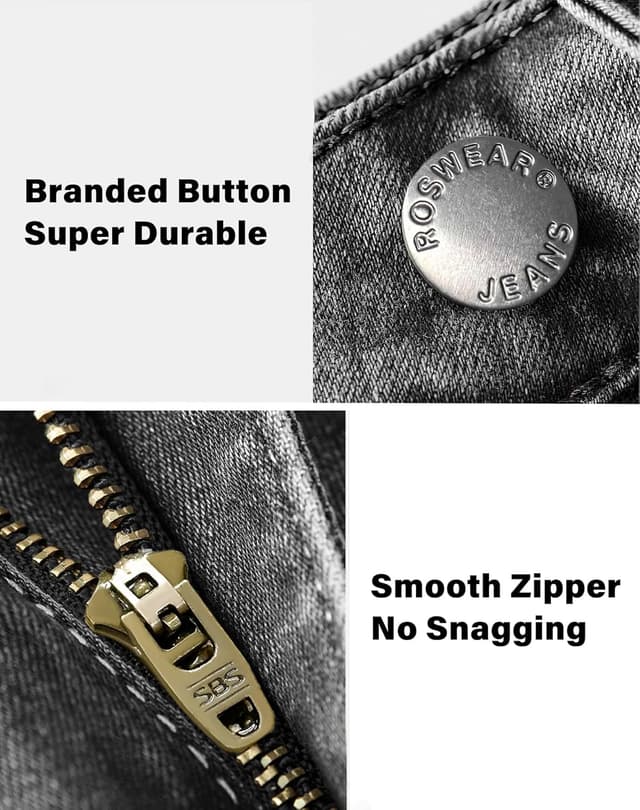 Detalle 2 de roswear Women’s Ripped Mid-Rise Stretchy Denim Jean Shorts