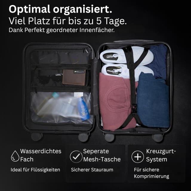 Thumbnail 6 de Premium Handgepäck Koffer 55x40x20 cm (38 L) mit TSA-Schloss – bordtauglich für Ryanair, Lufthansa, Eurowings