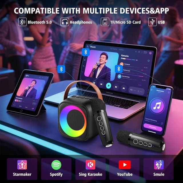 Thumbnail 2 de Nawchedo Karaoke Machine for Kids 2 Mics