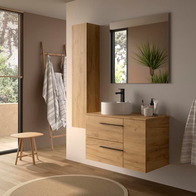 Detalle de Salgar Yara Plus mueble baño 2 cajones y 1 poza reversible