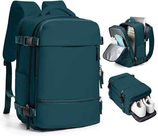 Detalle de SZLX großer Reiserucksack 40x30x20 mit Vakuum-/Kompressionsfunktion, Laptopfach und Schuhfach – passend für Ryanair & Wizz Air Handgepäck