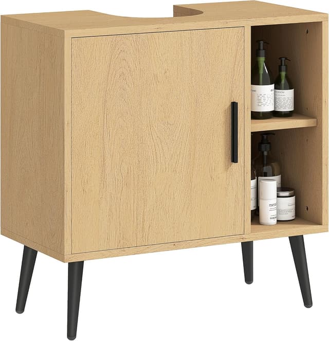 Detalle de HOMCOM Meuble sous lavabo salle de bain industriel en chêne (60 x 30 x 59,5 cm) avec porte à fermeture progressive