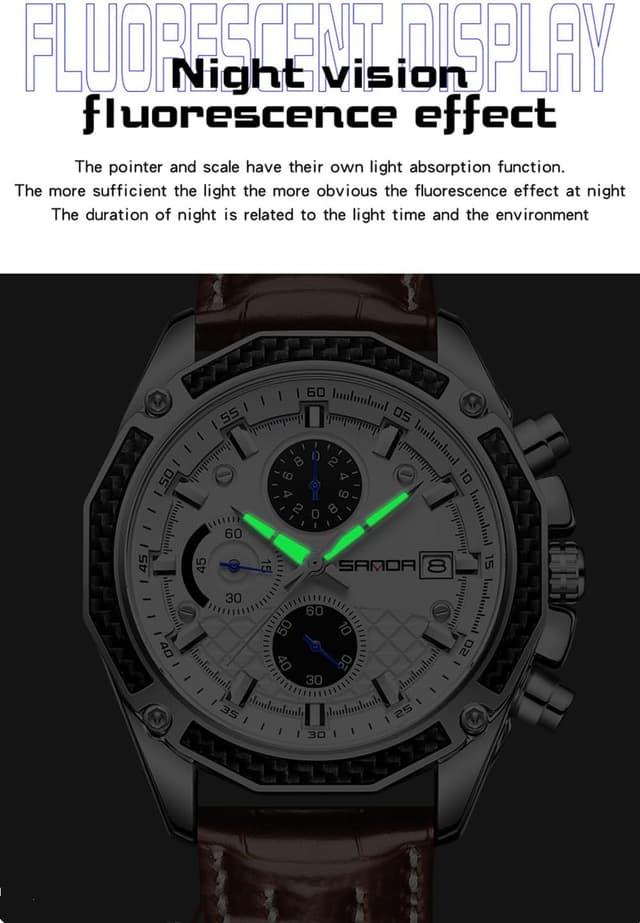 Detalle 2 de TICKEEN Uomo orologio analogico al quarzo con cronografo, calendario e impermeabile 3ATM