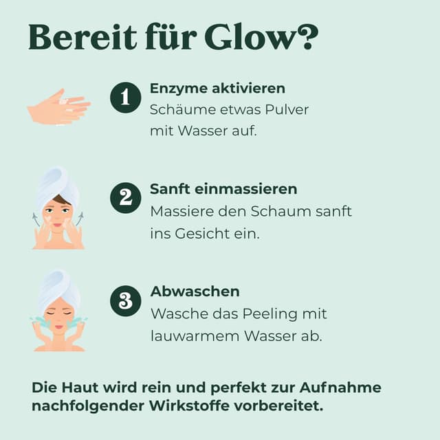 Detalle de Enzym Peeling Gesicht mit Hyaluron (100% vegan, Enzym Powder) – sanfte Porenreinigung für glatte Haut