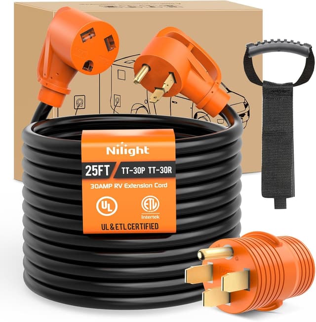 Detalle de Nilight 25FT 30 Amp RV Extension Cord (50Amp to 30Amp Adapter, 10/3 Pure Copper, UL/ETL)