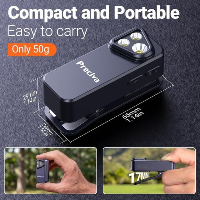 Detalle de Preciva Rechargeable EDC Torch (500 Lumens) with Spotlight, Floodlight & Red Warning Light