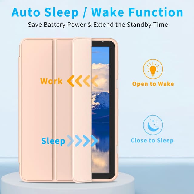 Detalle 2 de Mansiruyi Slim Trifold Smart Case for 8-inch Tablets (Rose Gold) — auto sleep/wake stand