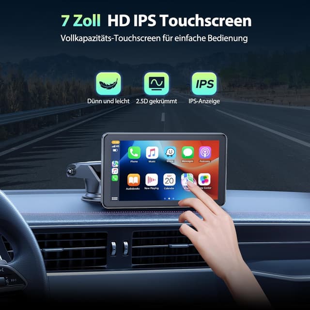 Detalle 2 de LAMTTO CarPlay wireless Android Auto su schermo IPS da 7 pollici con Bluetooth, FM e MirrorLink