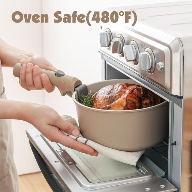 Thumbnail 6 de SENSARTE 17-piece ceramic nonstick cookware set with detachable handle (Almond Beige)