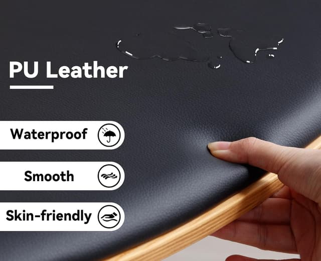 Detalle de chairus Lot de 2 chaises de salle à manger sans accoudoirs en cuir synthétique et dossier en rotin – Noir