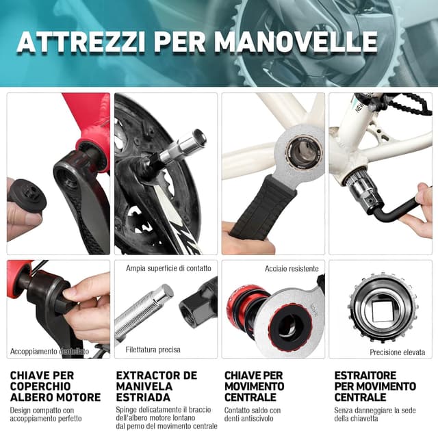 Detalle 2 de DuraTech Kit Professionale Attrezzi Bici da 41 pezzi: set per catene, pneumatici e pedali con custodia portatile