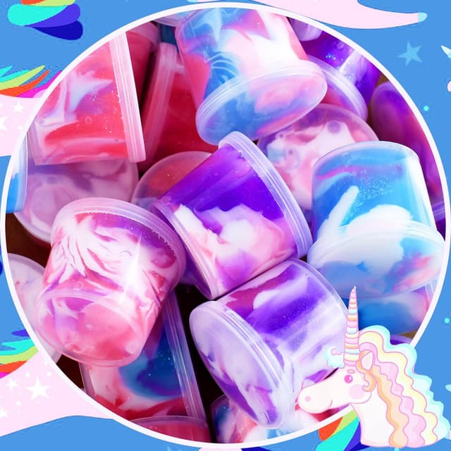 Detalle de 24 Pack Unicorn Galaxy Slime Sludge Toy Party Favors (Non-Sticky) for Kids & Adults
