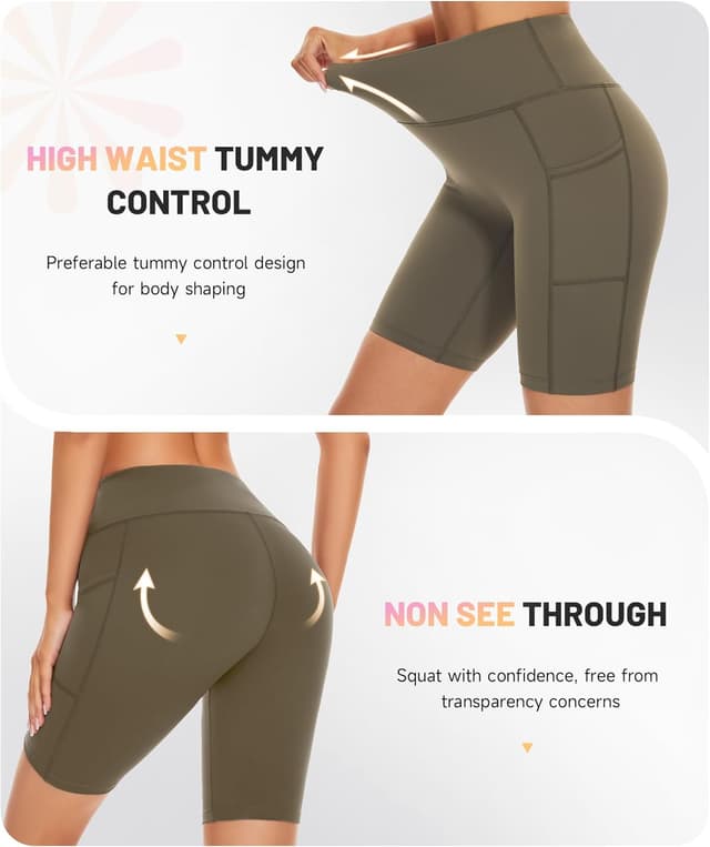 Detalle 2 de SIMIYA women’s high waist cycling shorts with tummy control, pockets and 4-way stretch