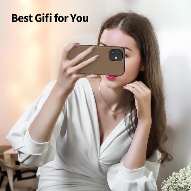 Thumbnail 6 de TAXXOE Liquid Silicone Case for iPhone 12 / 12 Pro (6.1") in Brown – ultra slim, shockproof, microfibre lined