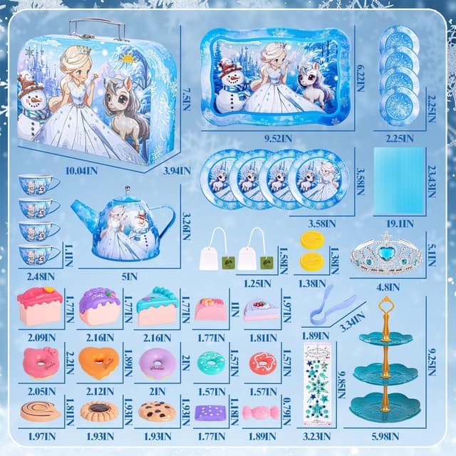 Detalle de Hohosunlar Kids Frozen Tea Party Set (Elsa) – Toddler Princess Tea Set with Carrying Case