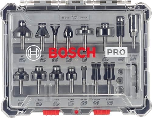 Detalle 2 de Bosch Professional Set Mixto de 15 piezas para fresadoras 🛠