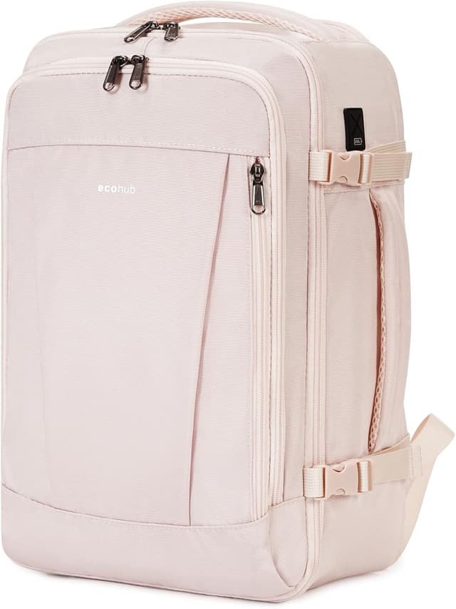 Detalle de ECOHUB 20L Max Ryanair Cabin Bag 40 x 20 x 25cm Underseat Backpack with USB Port (Beige)