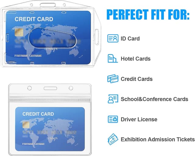 Detalle de Vicloon Cordon avec porte-badge rétractable (4 pièces) pour cartes et badges plastifiés