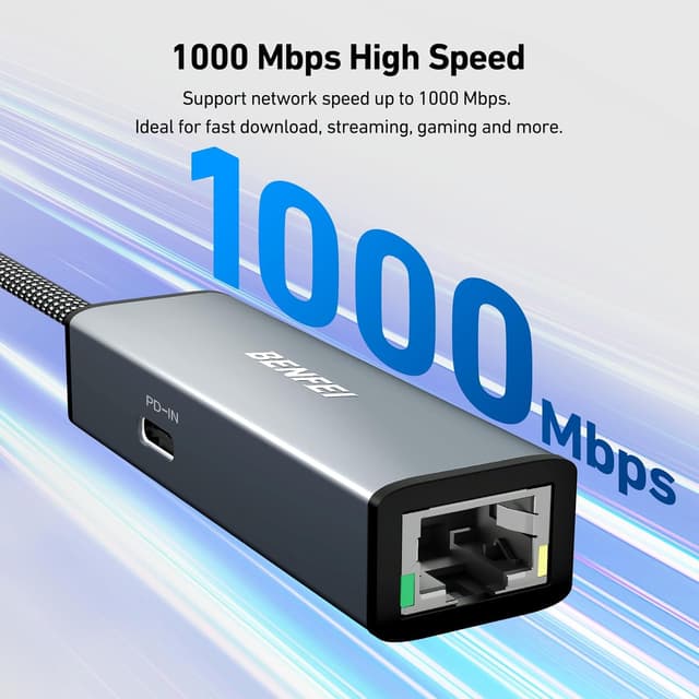 Detalle 2 de BENFEI USB-C to Ethernet Adapter 100W ๐