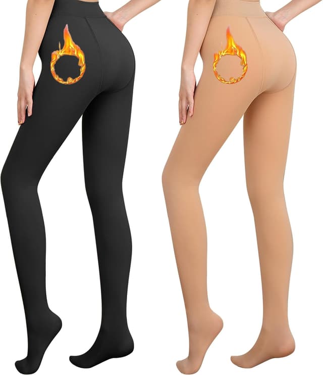 Detalle 2 de Libella collant termico donna con fodera interna invernale caldo coprente, treggings senza cuciture e vita alta