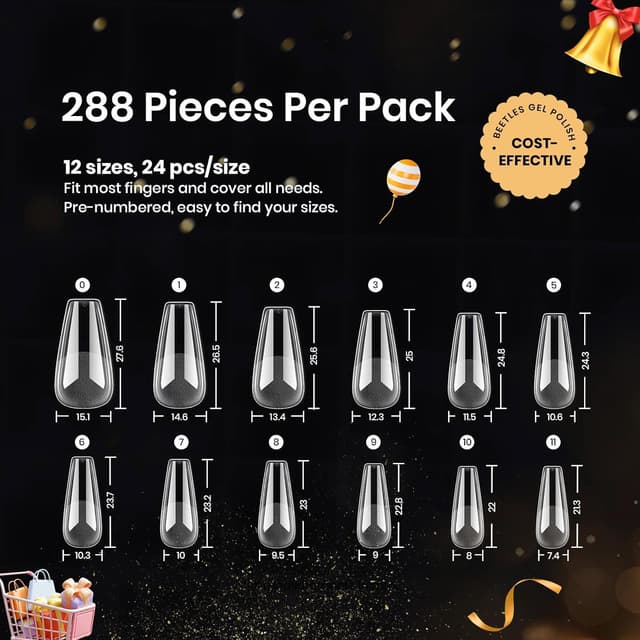 Detalle de Beetles Gel Nail Tips Medium Coffin 288pcs ๐