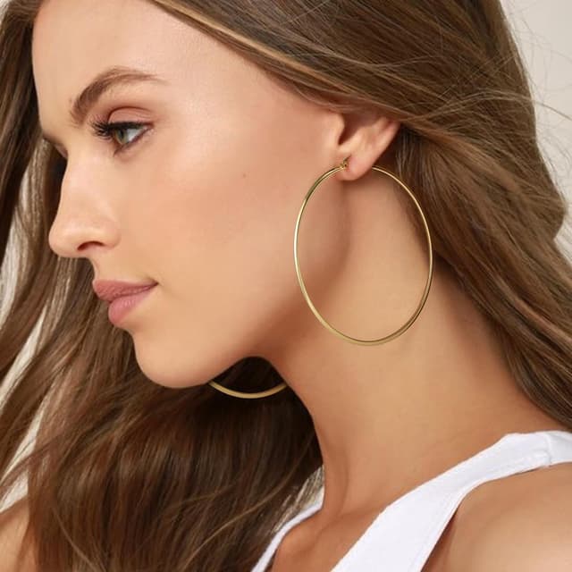 Thumbnail 4 de RANKEEF 3 mm Breit Große Ohrringe Silber Creolen