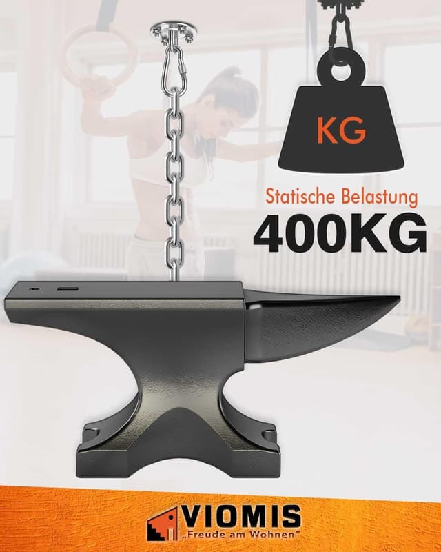 Thumbnail 1 de Viomis Deckenhaken für Hängesessel (bis 400 kg) – 360° Drehung, Edelstahl-Komplettset mit 30 cm Kette & 3 Karabinern