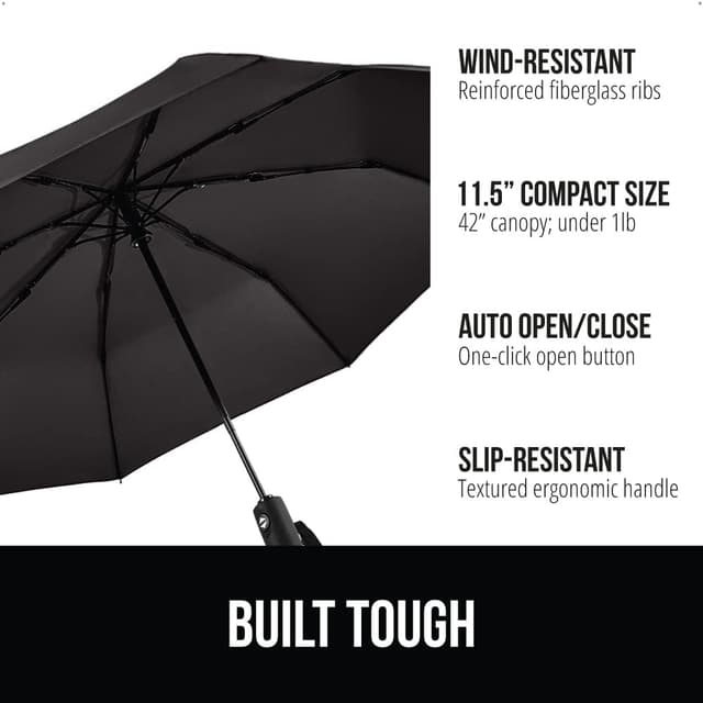 Thumbnail 1 de GORILLA GRIP Strong Windproof Compact Umbrella 42in