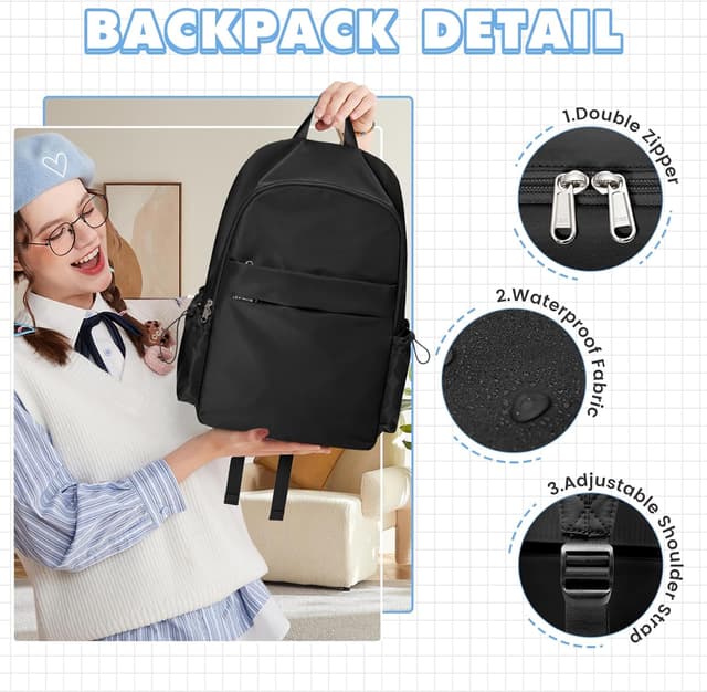 Thumbnail 2 de WEPLAN sac à dos scolaire et collège imperméable 45 × 34 × 14 cm avec poche antivol