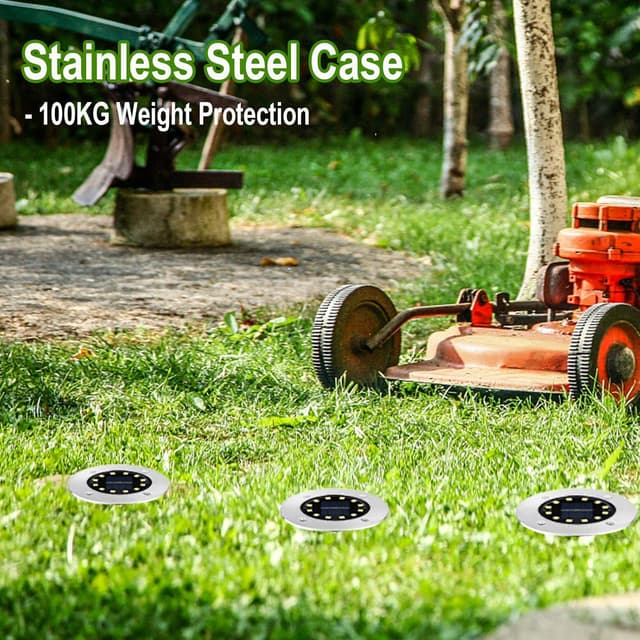 Detalle de Bowfar 12er Set Solar-Bodenleuchten für außen mit 12 LEDs, 3.000 K und IP65