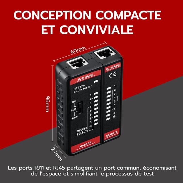 Detalle 2 de Mcbazel Testeur câble réseau 60V 🛠