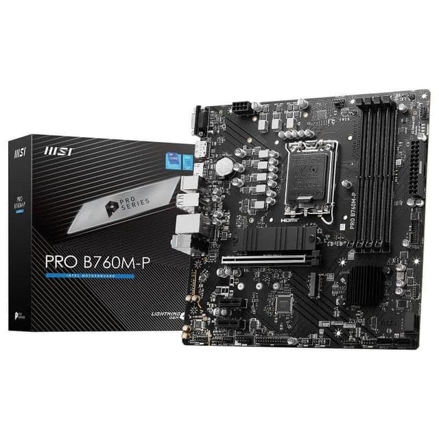Detalle de MSI PRO B760M-P (LGA 1700) placa base para PC con DDR5 y PCIe 4.0