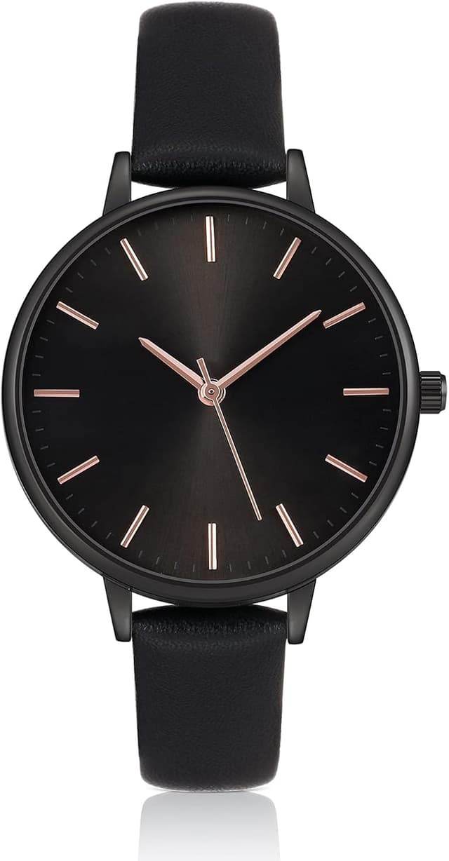 Detalle de KIMOMT Montre femme à quartz avec bracelet en cuir — montre-bracelet de mode étanche pour tous les jours