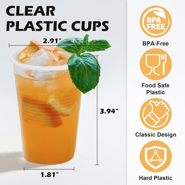 Detalle 2 de Clawsoff 1000 Pack 9 oz Clear Plastic Cups (BPA-Free PP) for Cold Drinks