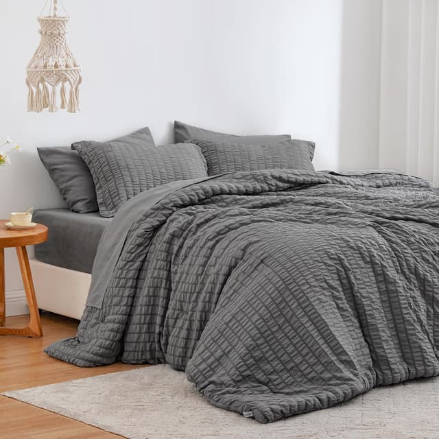 Detalle de Love's cabin Seersucker 7-piece comforter set