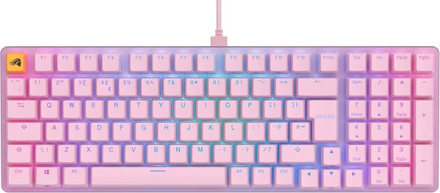 Detalle de Glorious GMMK 2 Full Size (96%) mechanical keyboard with per-key RGB, aluminium frame and hot-swap Fox switches – Pink, English QWERTY
