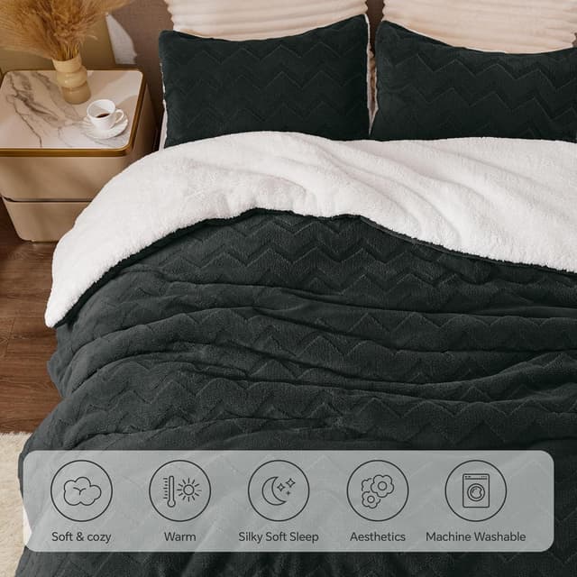 Thumbnail 5 de BEDELITE Fluffy King Comforter Set with Sherpa 3-Piece