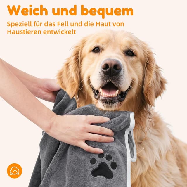Detalle de 2er-Set Hunde-Handtücher aus Mikrofaser (extra saugfähig), mit Aufhänge-Schlaufe – für kleine bis große Hunde