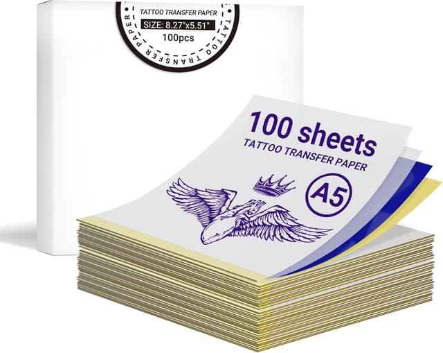 Detalle de ORGBRO X8 Papier Transfert Tatouage – 100 feuilles A5 140 × 210 mm (papier hectographique, 4 couches)