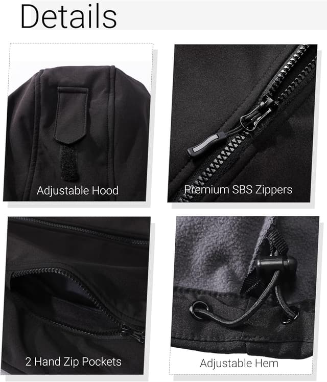 Detalle de Outdoor Ventures Damen Softshelljacke kurz gefüttert – wasserdicht, winddicht mit abnehmbarer Kapuze