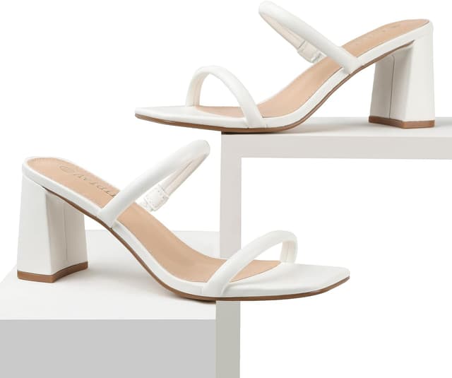 Thumbnail 6 de Avidirk Women’s Square Open Toe Heeled Sandals (Two-Strap Mule) with Block Chunky Mid Heels