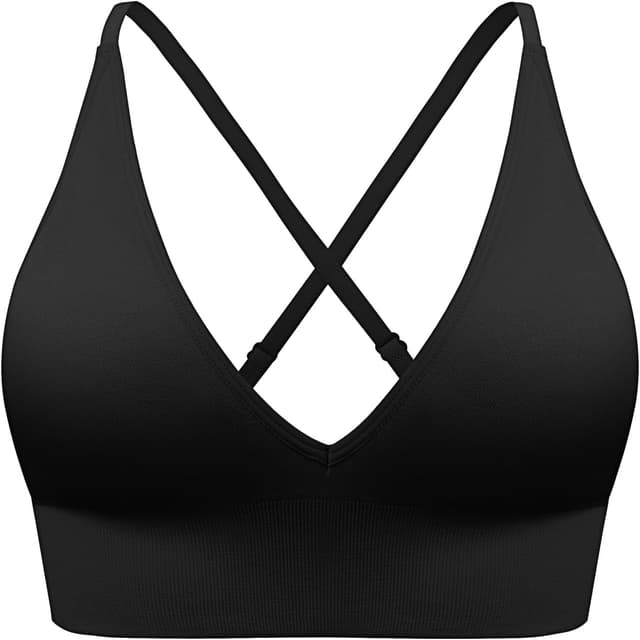 Detalle de SUNSESS Seamless Deep V Sports Bra (Non-wired) with Removable Pads and Criss-Cross/U-back Straps