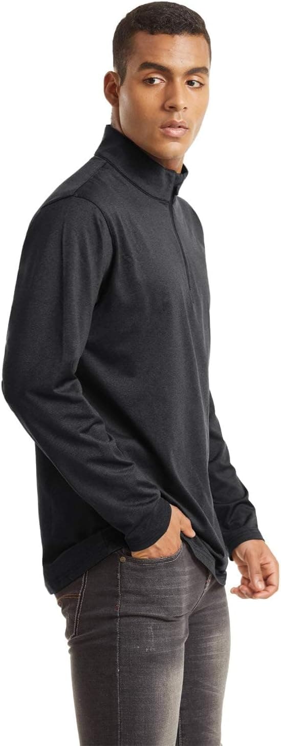 Detalle de KEFITEVD Herren 1/4-Zip Fleece Pullover – langarm Funktionsshirt für Warm, Atmungsaktivität & Bewegung
