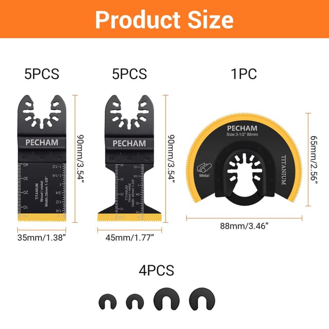 Detalle 2 de PECHAM 11PCS titanium oscillating blade set